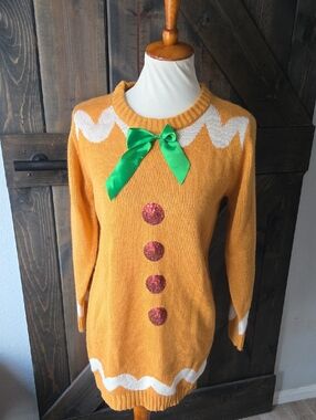 Merry Christmas Gingerbread Crewneck Sweater Large